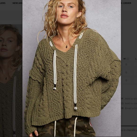 POL “ Stacy 4 “ POL Cable Knit Chenille Sweater with Drawstring Hood 62 - Picture 1 of 9